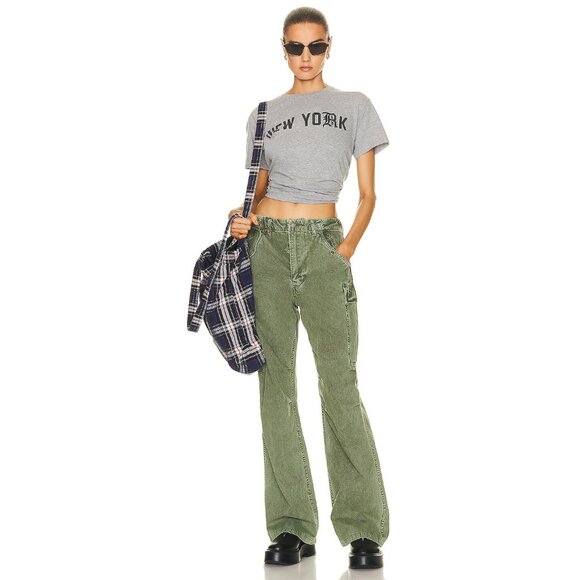R13 Wide Leg Cargo Pant in Olive, size 23 ** these have been hemmed 2 - 3 inches - Picture 3 of 12